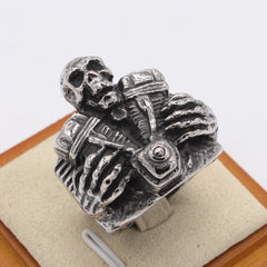 Halloween Motorcycle Skull Titanium Steel Ring for Men