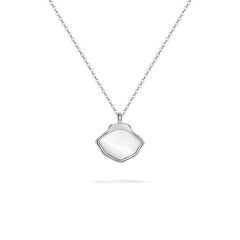 Mother of Pearl Shell Pendant Silver Necklace for Women