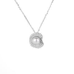 Pearl with Crystal Pendants 925 Silver Collarbone Necklace for Women