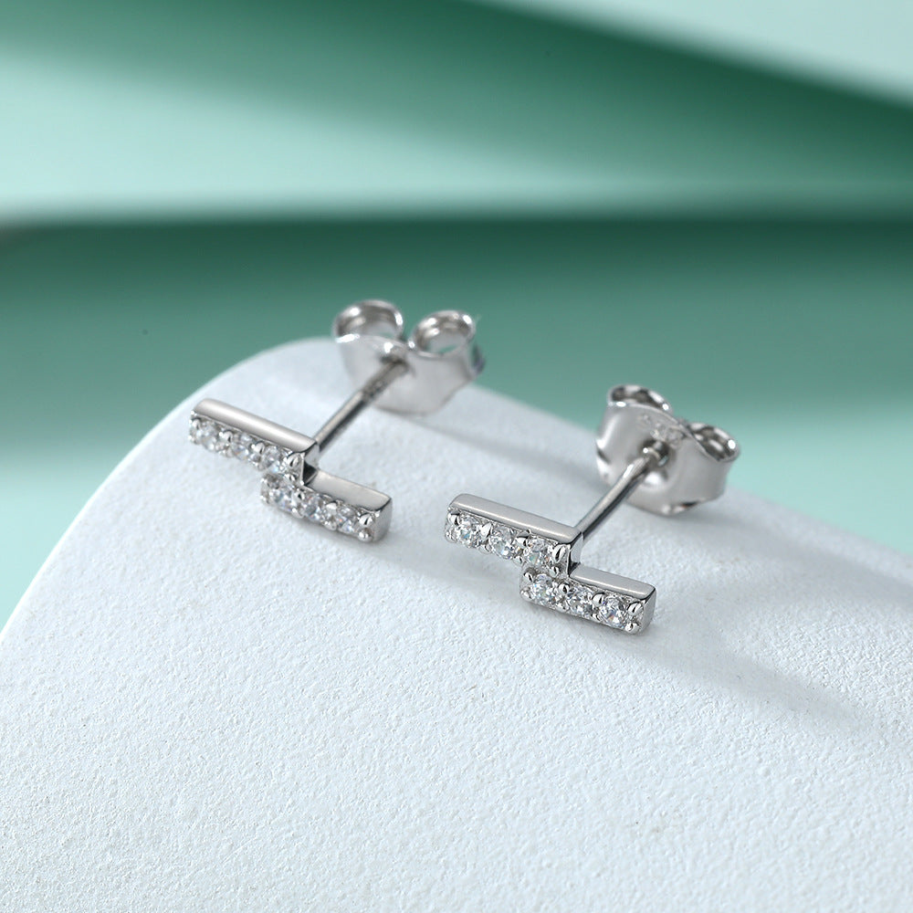 Zircon Z Letter Silver Studs Earrings for Women
