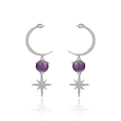 Premium s925 Silver Natural Amethyst Drop Earrings for Women