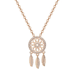 Zircon Dream Catcher Pendant Silver Necklace for Women