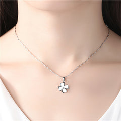 (Pendant Only) Smooth Lucky Clover Silver Pendant for Women