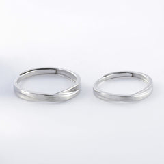 X Cross Stripe Brushed Silver Couple Ring