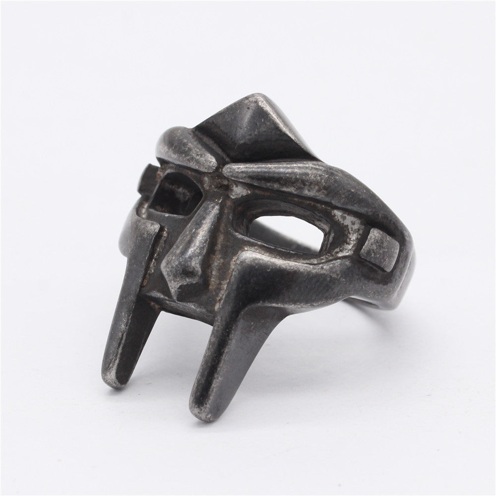 Spartan Knight Mask Titanium Steel Ring for Men