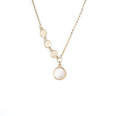 (Two Colours) White Mother of Pearl Circles Pendants Collarbone Necklace for Women