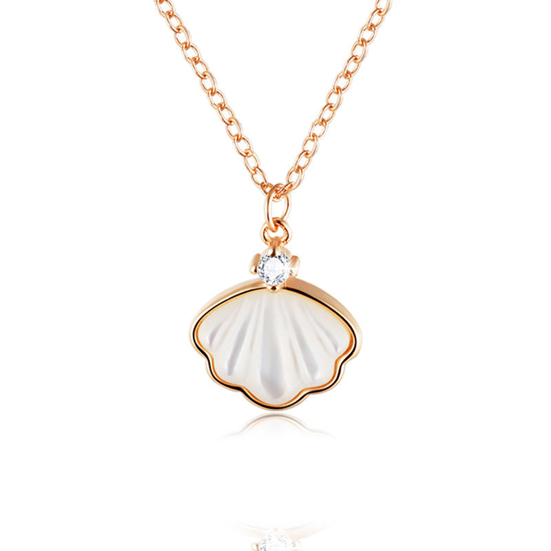 Mother-of-pearl Shell Pendant Silver Necklace for Women