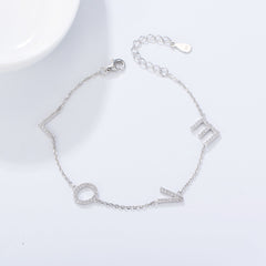 Valentine's Day Gift Zircon LOVE Letters Silver Bracelet for Women