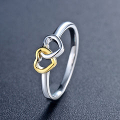 Sweet Heart-shaped S925 Sterling Silver Color Separation Hollow Ring Female Europe and America Simple Ins Popular Ring Cross-border Exclusive
