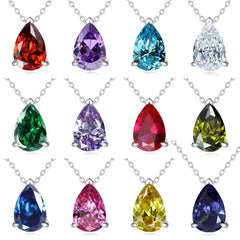 Pear Drop Zircon Pendant Silver Necklace for Women