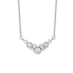 Stylish V-shape Zircon Silver Necklace for Women