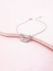 Zircon Crescent Moon Silver Bracelet