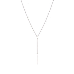 Simple Rectangle Stripe Pendant Tassel Silver Necklace