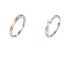 Rose Gold Colour Interweave Mobius Silver Couple Ring
