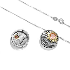 Sunrise Star Sea Round Pendant Zircon Silver Necklace