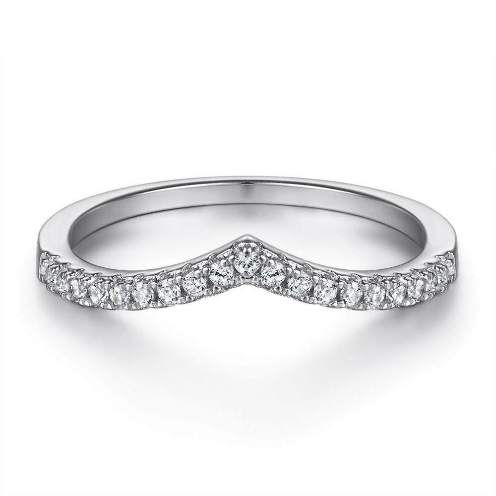 Pear Drop Zircon Soleste Halo with V-shaped Silver Ring Set