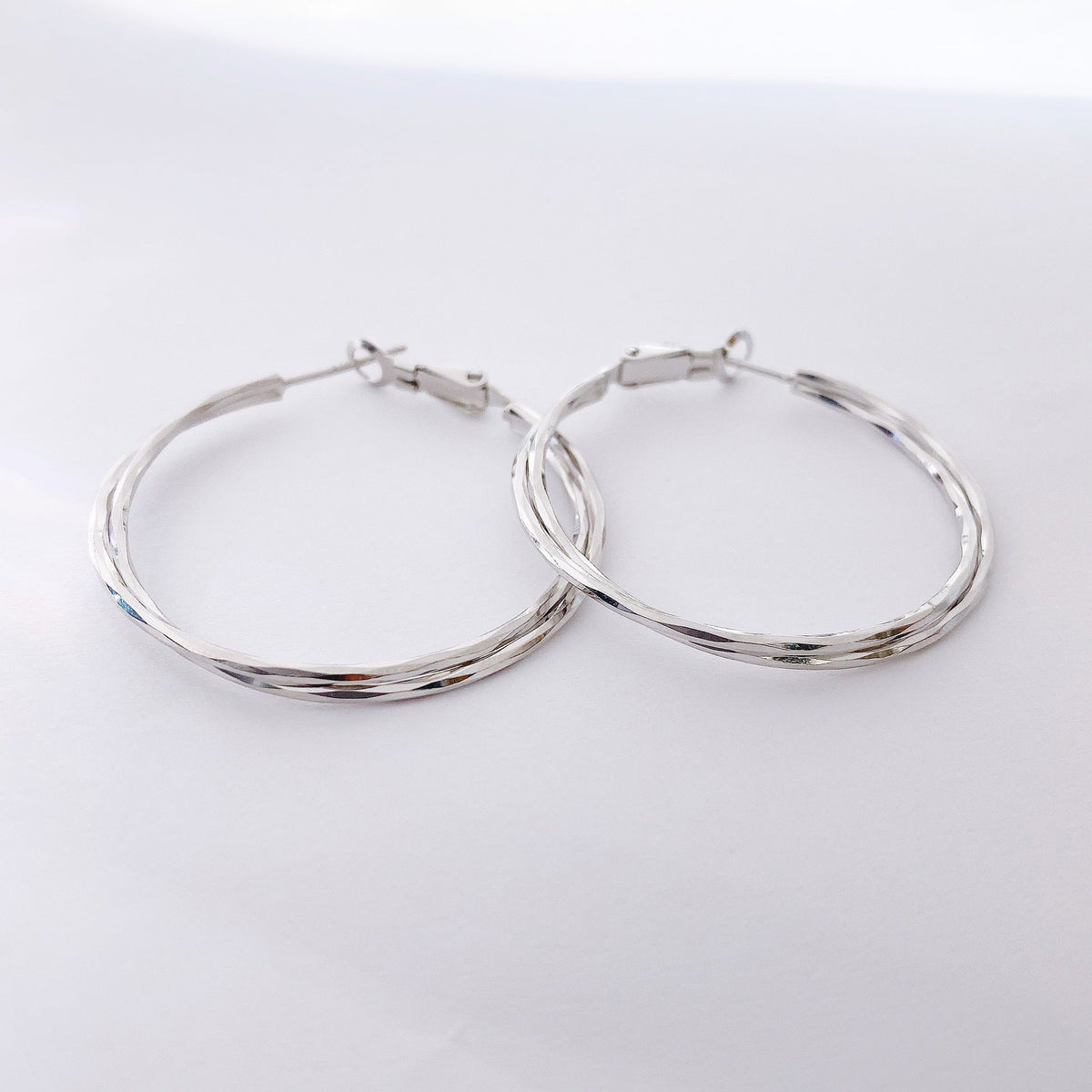 Interweave Circle Big Silver Hoop Earrings for Women