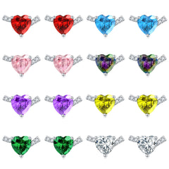 Heart Zircon silver studs earrings for women