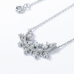 Zircon Snowflake Christmas Tree Sterling Silver Necklace