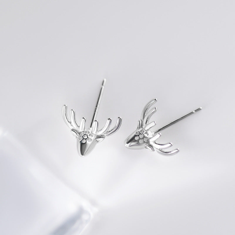 Elk Antler Silver Studs Earrings for Women