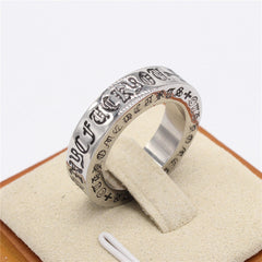 Gothic Text Cross Titanium Steel Ring for Men