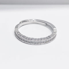 Half Circle Beading Round Zircon Silver Ring for Women