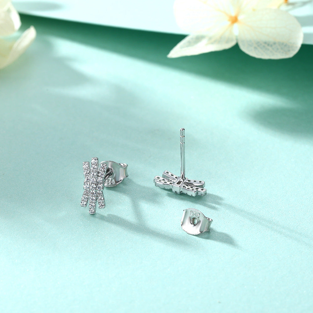 Zircon Bow Silver Studs Earrings for Women