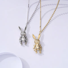 Hip Hop Rabbit Pendant Silver Necklace