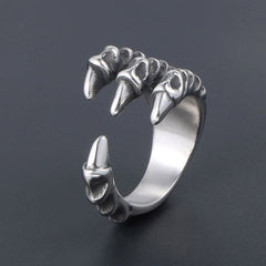 Vintage Dragon Claw Titanium Steel Men's Open Ring Size 6-13