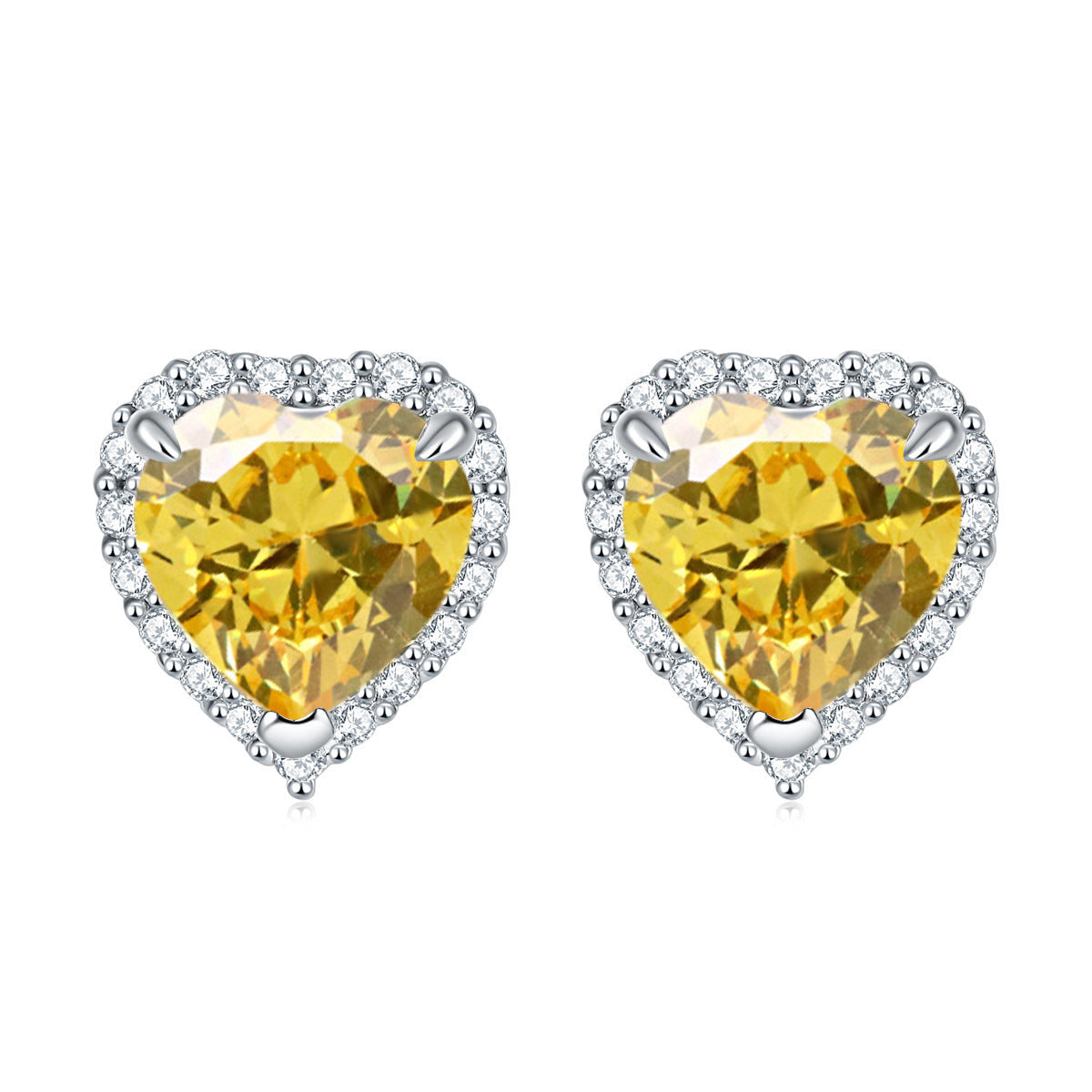 Halo Heart Zircon Stud Earrings