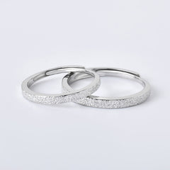 Frosted Texture Opening Sterling Silver Couple Rings