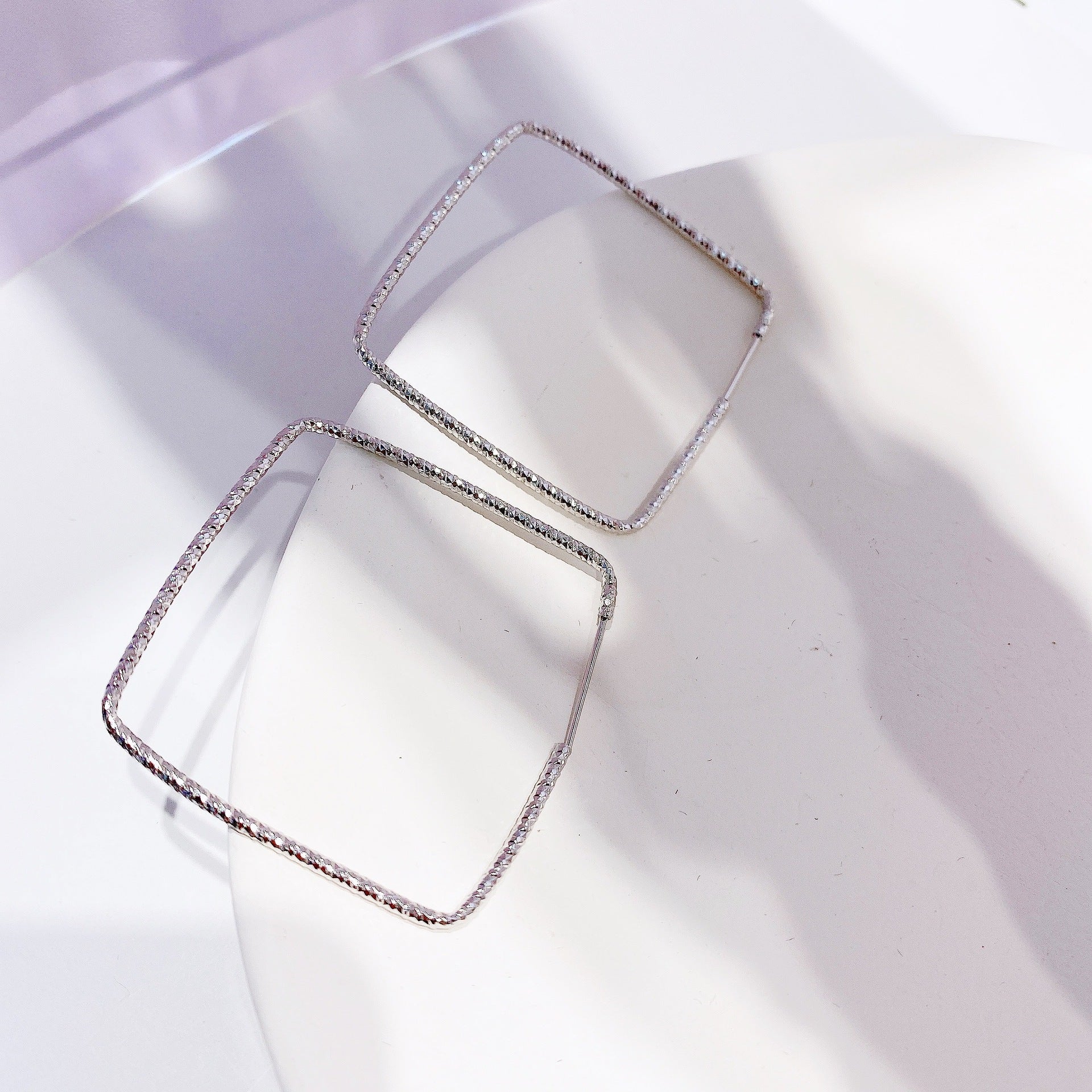 Big Square Silver Hoop Earrings for Women