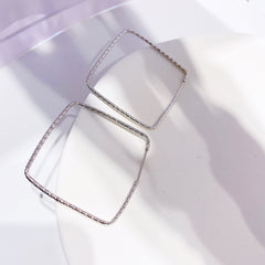 Big Square Silver Hoop Earrings for Women