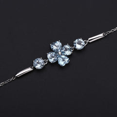 Luxury Topaz S925 Sterling Silver Four-leaf Clover Bracelet for Women