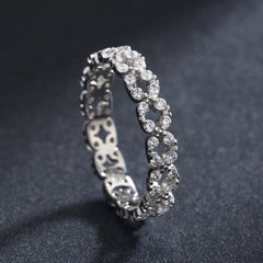 S925 Geometric Temperament Full Circle Set Zircon Ring Female European and American Ins Tide Sterling Silver Index Finger Ring Cross-border Hot Sale