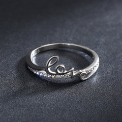 S925 Sterling Silver English Letter LOVE Japanese and Korean Rings Feminine Elegance Micro Inlay Women's Rings Foreign Trade Hot Selling Jewelry
