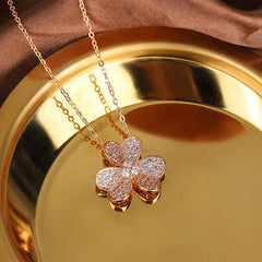 Zircon Clover Pendant Silver Necklace for Women