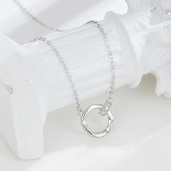 Ring with Ring Pendants 925 Silver Collarbone Necklace for Women