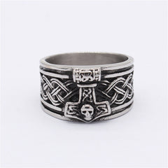 Retro Viking Pirate Thor Hammer Titanium Steel Ring for Men