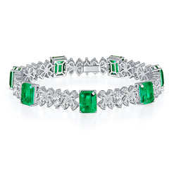 Petals Beading Emerald Cut Zircon Bracelet