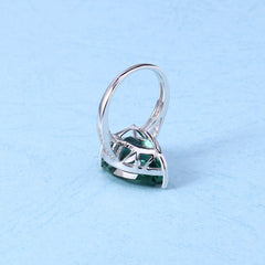 S925 Silver Pear Shape Green Crystal Ring