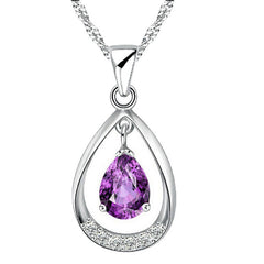 (Pendant Only) Tears Drop Zircon Silver Pendant  for Women