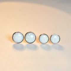 Twinkle White Opal Stone Silver Stud Earrings for Women