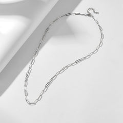 Paper Clip Chain Silver Necklace