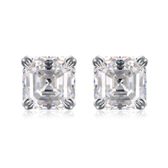 Solitaire 1.0 Carat Asscher Cut Moissanite Silver Stud Earrings