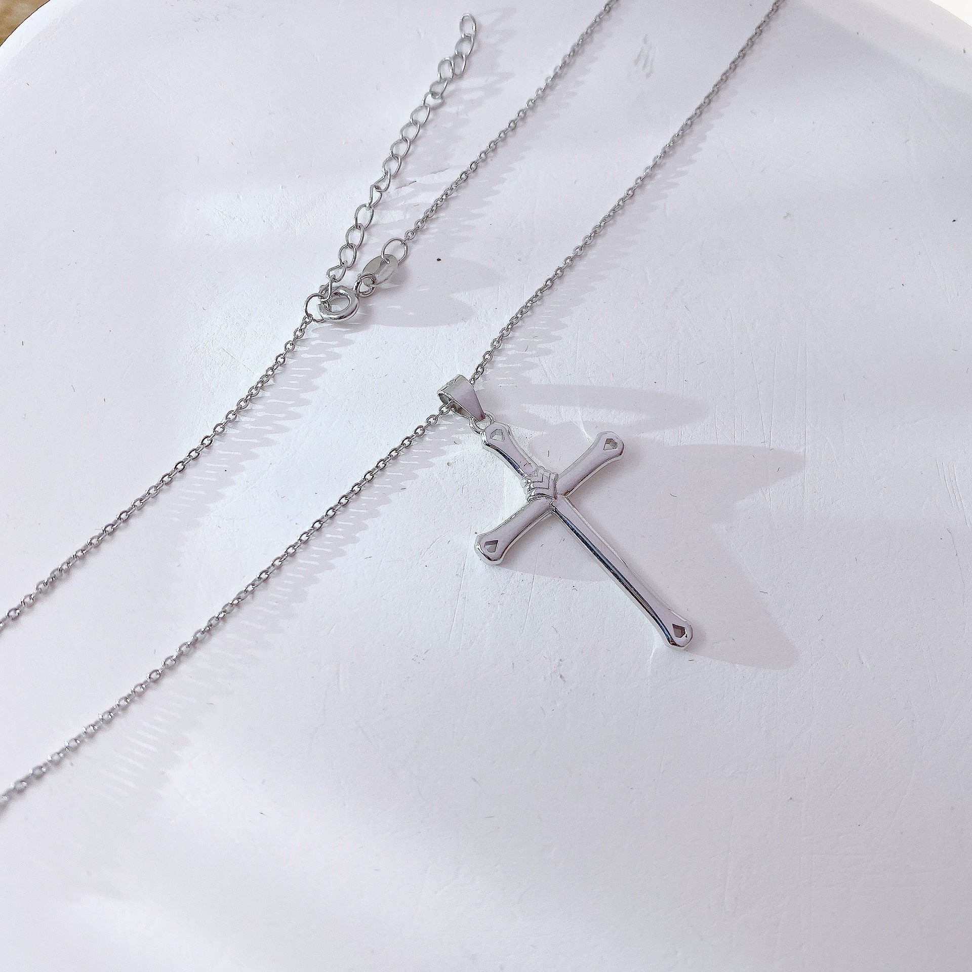 Simple Cross Pendant Silver Necklace for Women