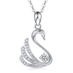 (Pendant Only) Zircon Hollow Cygnet Silver Pendant for Women