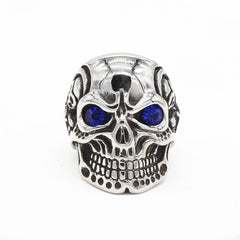 Halloween Punk Skull Zircon Titanium Steel Ring for Men