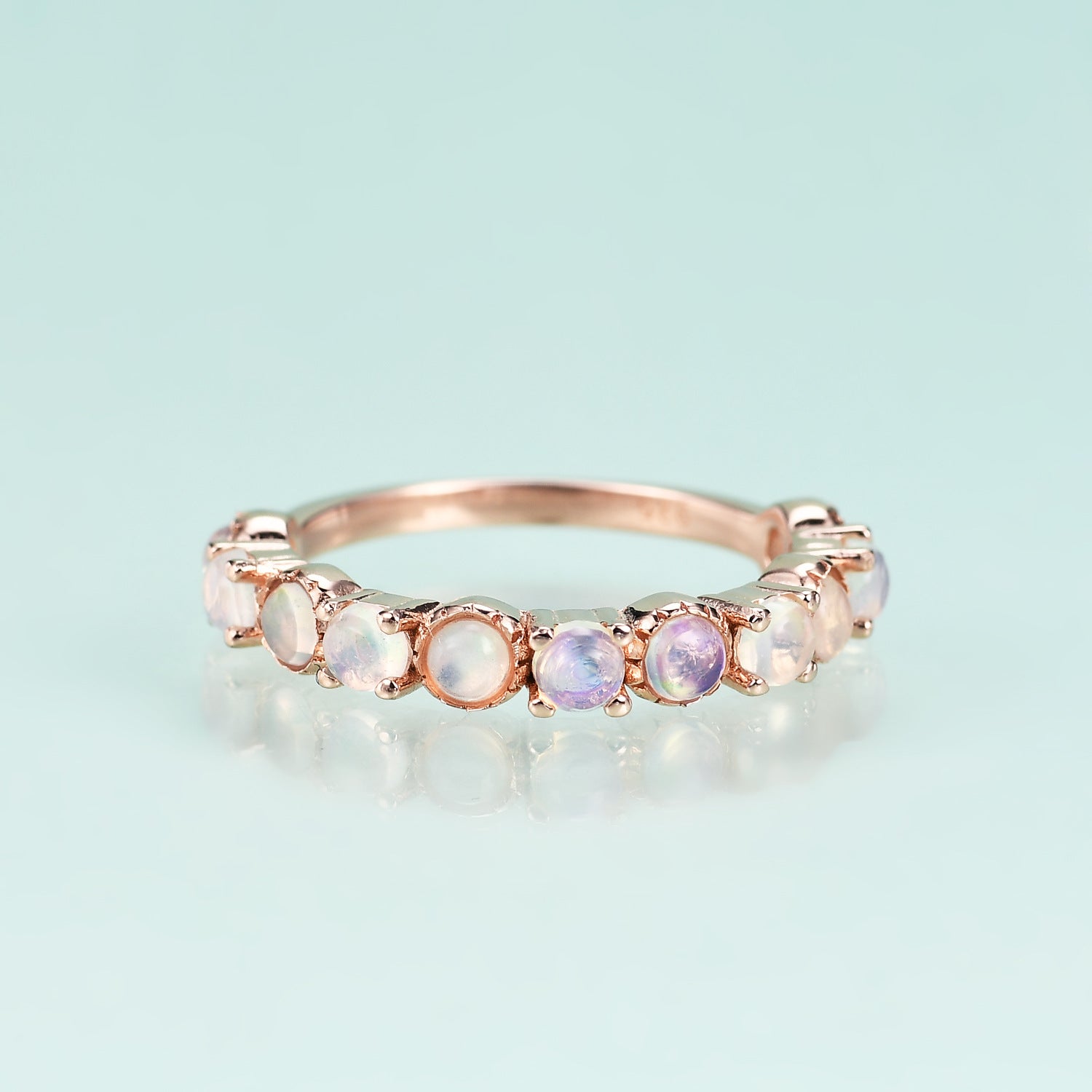 Luxury Row Opal Stones S925 Sterling Silver Ring