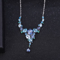 Unique Banquet Luxury Design Natural Topaz with Colourful Gemstones Pendant Sterling Silver Necklace for Women